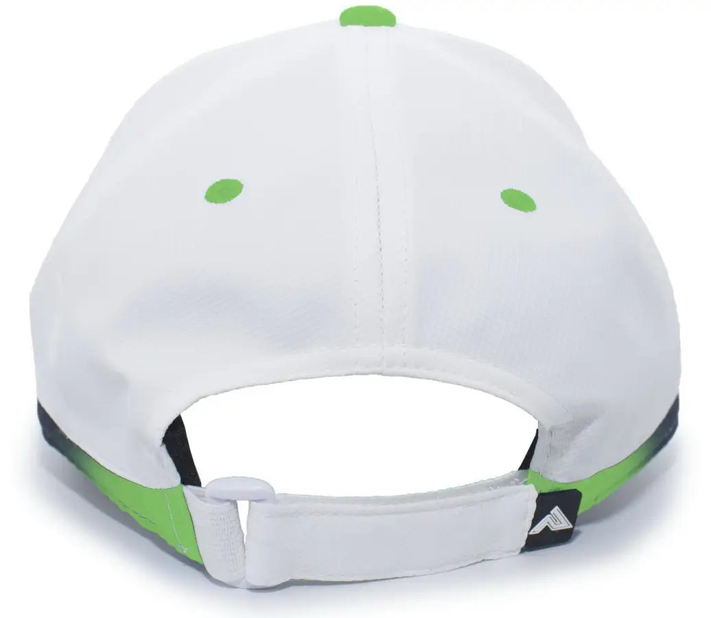 Pacific Headwear 416L Running Cap Hook-and-Loop Cap - White Neon Green - White Green / 7’’ - 7 7/8’’