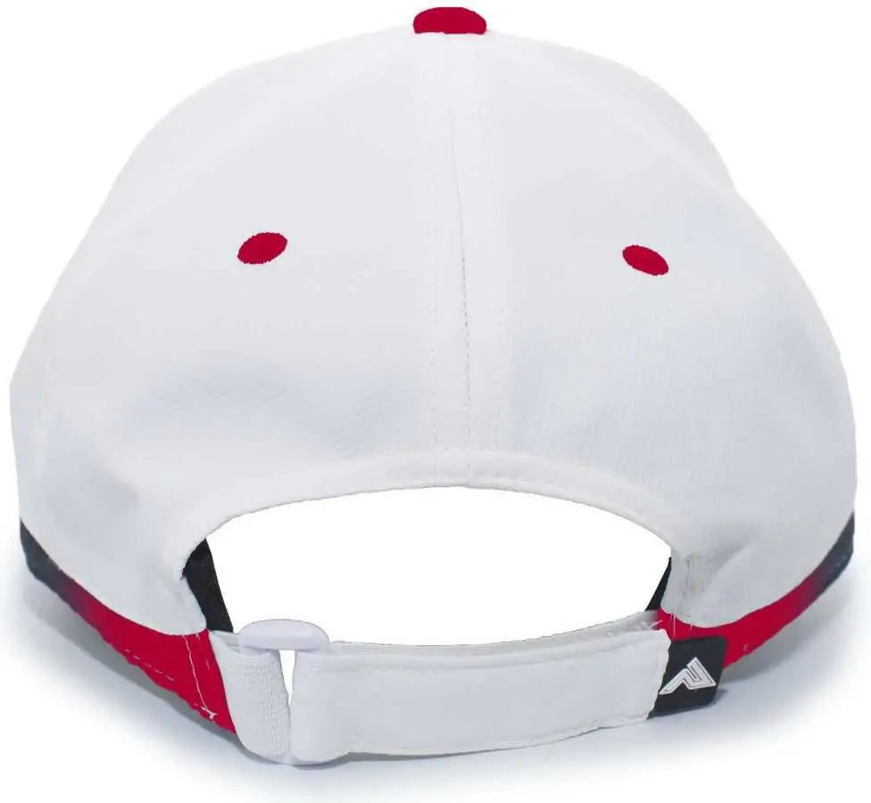 Pacific Headwear 416L Running Cap Hook-and-Loop Cap - White Red - White Red / 7’’ - 7 7/8’’