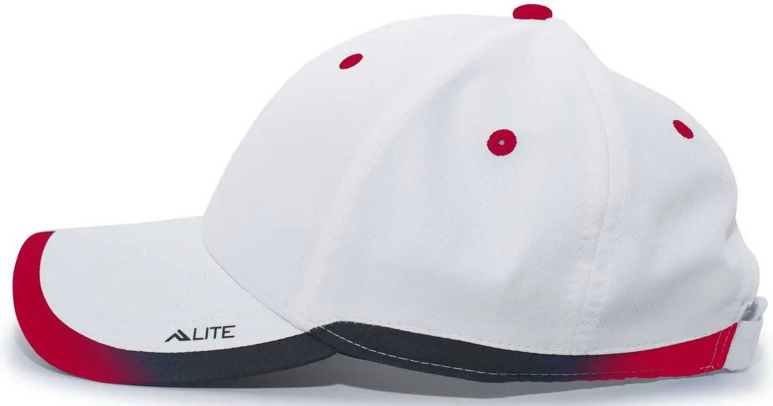Pacific Headwear 416L Running Cap Hook-and-Loop Cap - White Red - White Red / 7’’ - 7 7/8’’