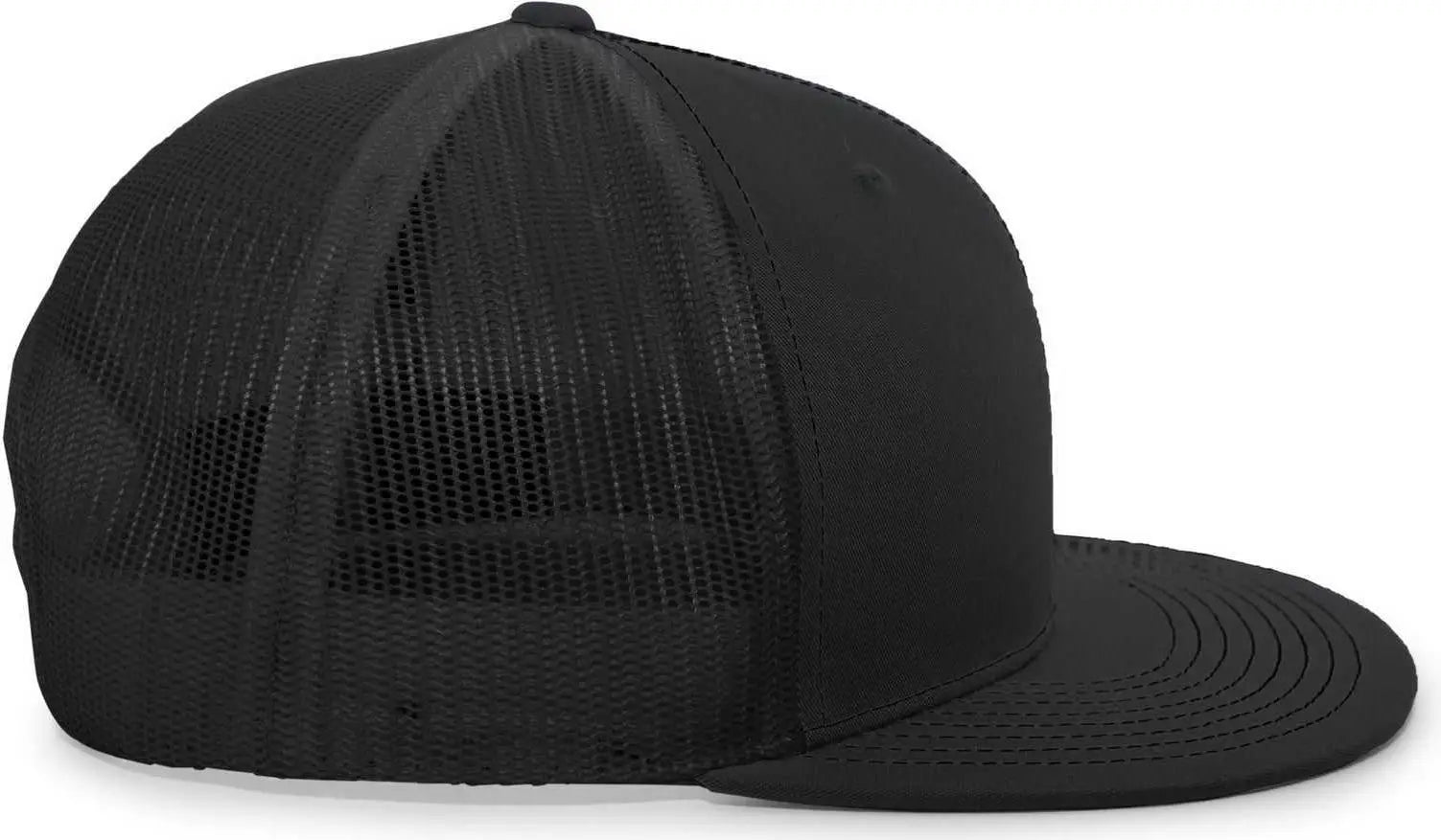 Pacific Headwear 4D3 D-Series Trucker Snapback Cap - Black - Black / 7’’ - 7 7/8’’