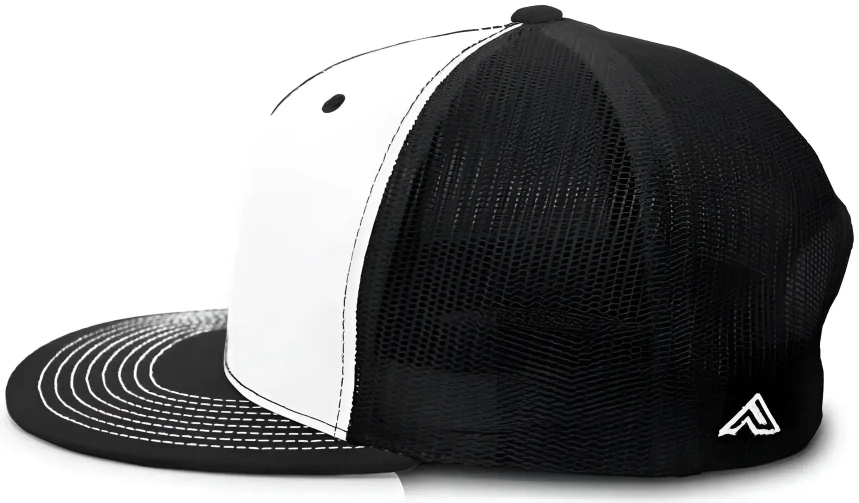 Pacific Headwear 4D3 D-Series Trucker Snapback Cap - White Black Black - White Black Black / 7’’ - 7 7/8’’