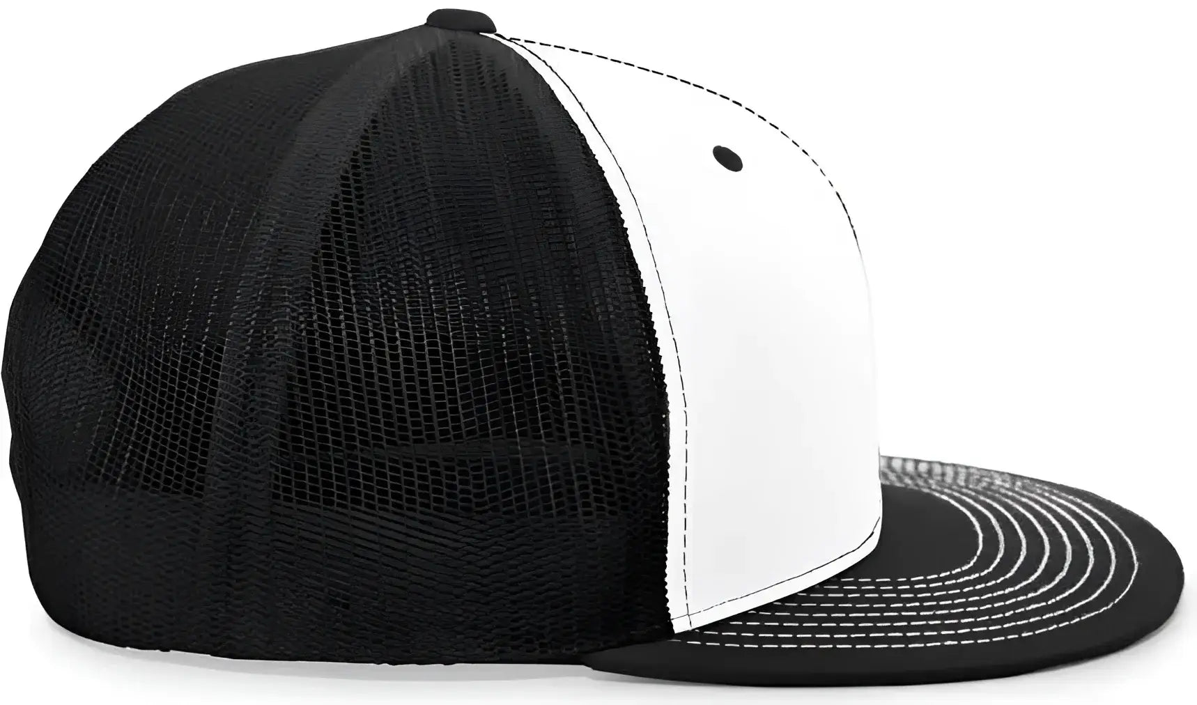 Pacific Headwear 4D3 D-Series Trucker Snapback Cap - White Black Black - White Black Black / 7’’ - 7 7/8’’