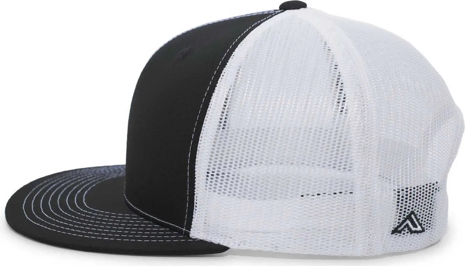 Pacific Headwear 4D3 Trucker D-Series Snapback Cap - Black White - Black White / 7’’ - 7 7/8’’