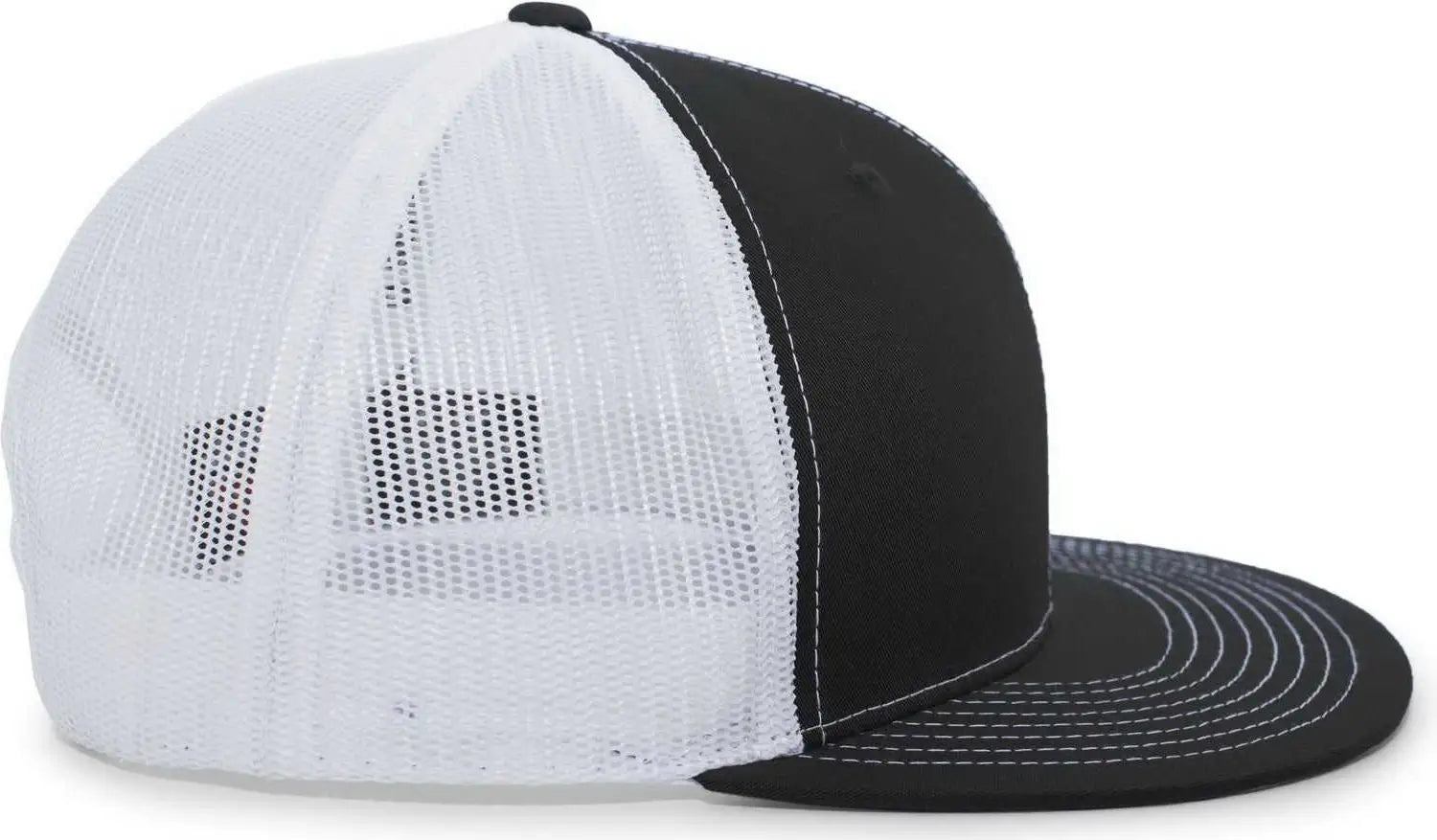 Pacific Headwear 4D3 Trucker D-Series Snapback Cap - Black White - Black White / 7’’ - 7 7/8’’