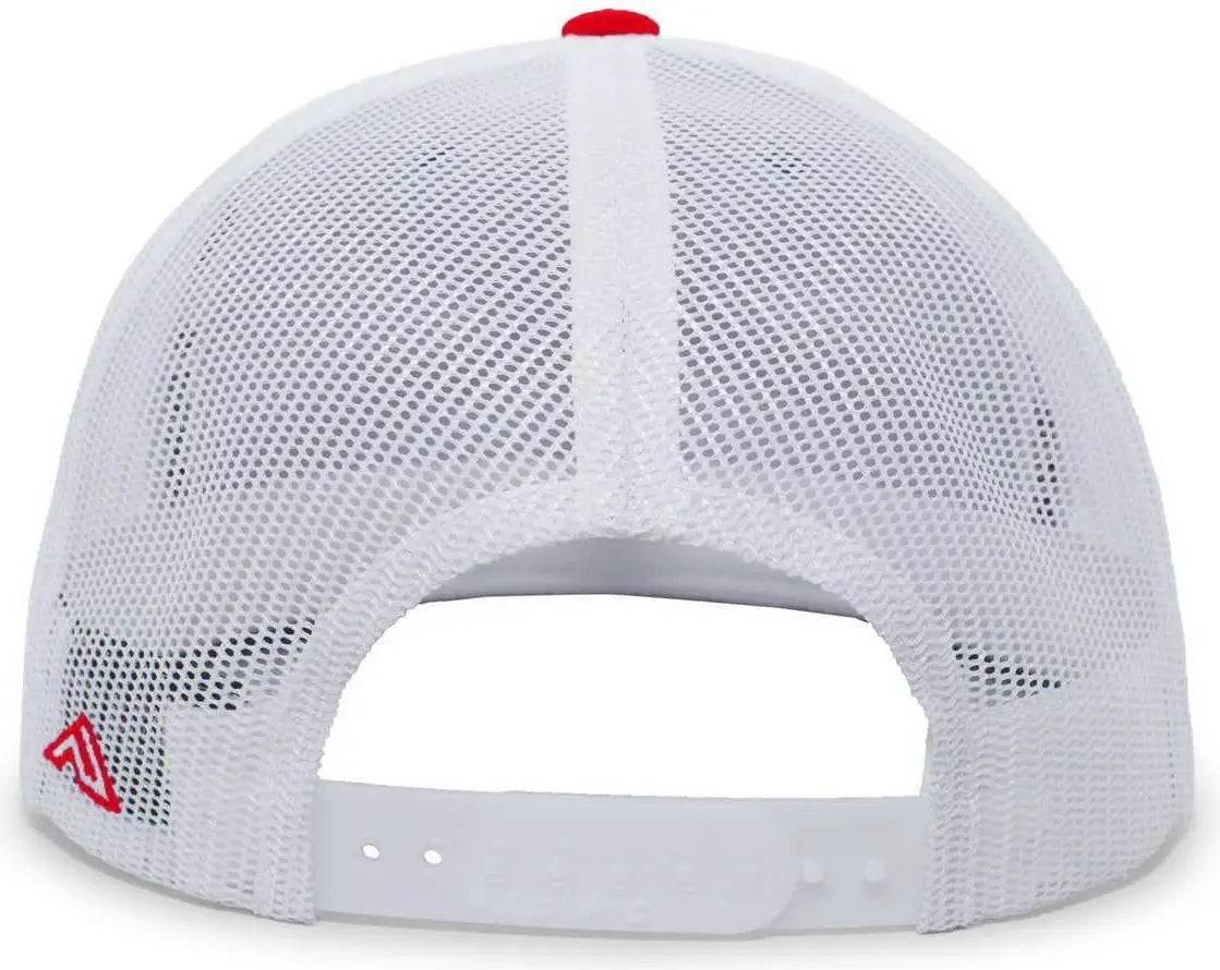 Pacific Headwear 4D3 Trucker D-Series Snapback Cap - Red White - Red White / 7’’ - 7 7/8’’