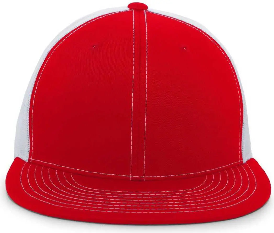 Pacific Headwear 4D3 Trucker D-Series Snapback Cap - Red White - Red White / 7’’ - 7 7/8’’