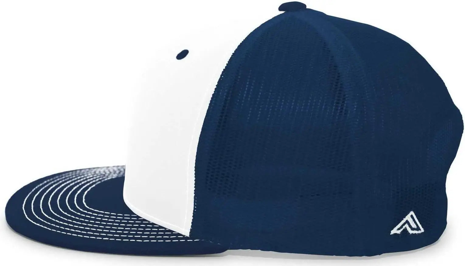 Pacific Headwear 4D3 Trucker D-Series Snapback Cap - White Navy - White Navy / 7’’ - 7 7/8’’