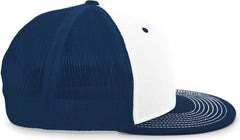 Pacific Headwear 4D3 Trucker D-Series Snapback Cap - White Navy - White Navy / 7’’ - 7 7/8’’
