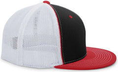 Pacific Headwear 4D5 D Series Trucker Flexfit Cap Black Red