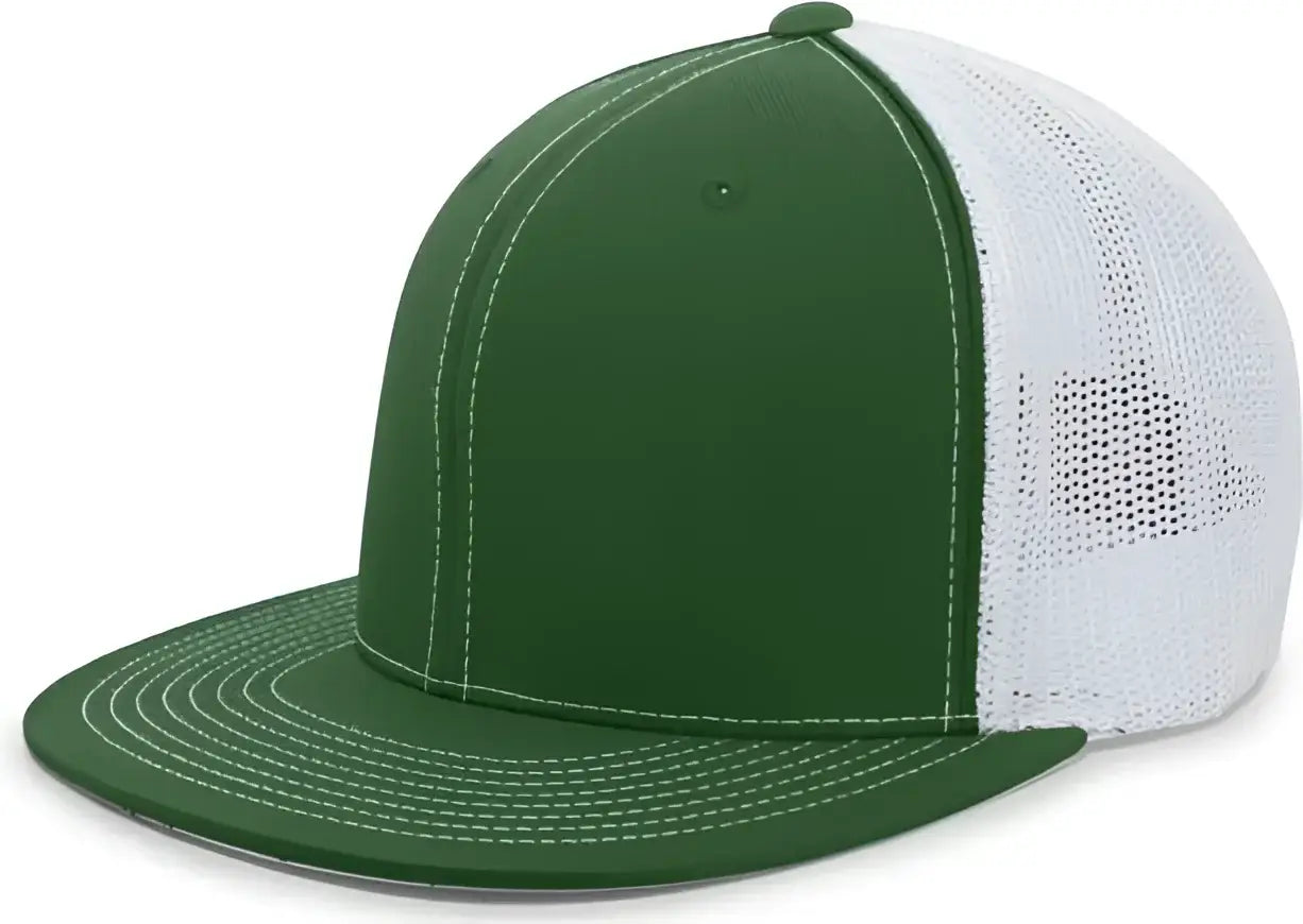 Pacific Headwear 4D5 D-Series Trucker Flexfit Cap - Dark Green White