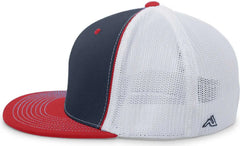 Pacific Headwear 4D5 D Series Trucker Flexfit Cap Navy Red