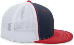 Pacific Headwear 4D5 D Series Trucker Flexfit Cap Navy Red