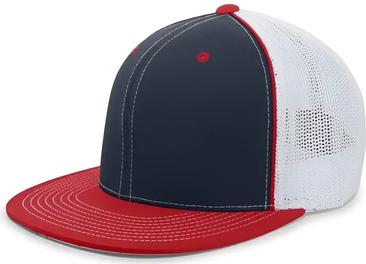 Pacific Headwear 4D5 D-Series Trucker Flexfit Cap - Navy Red