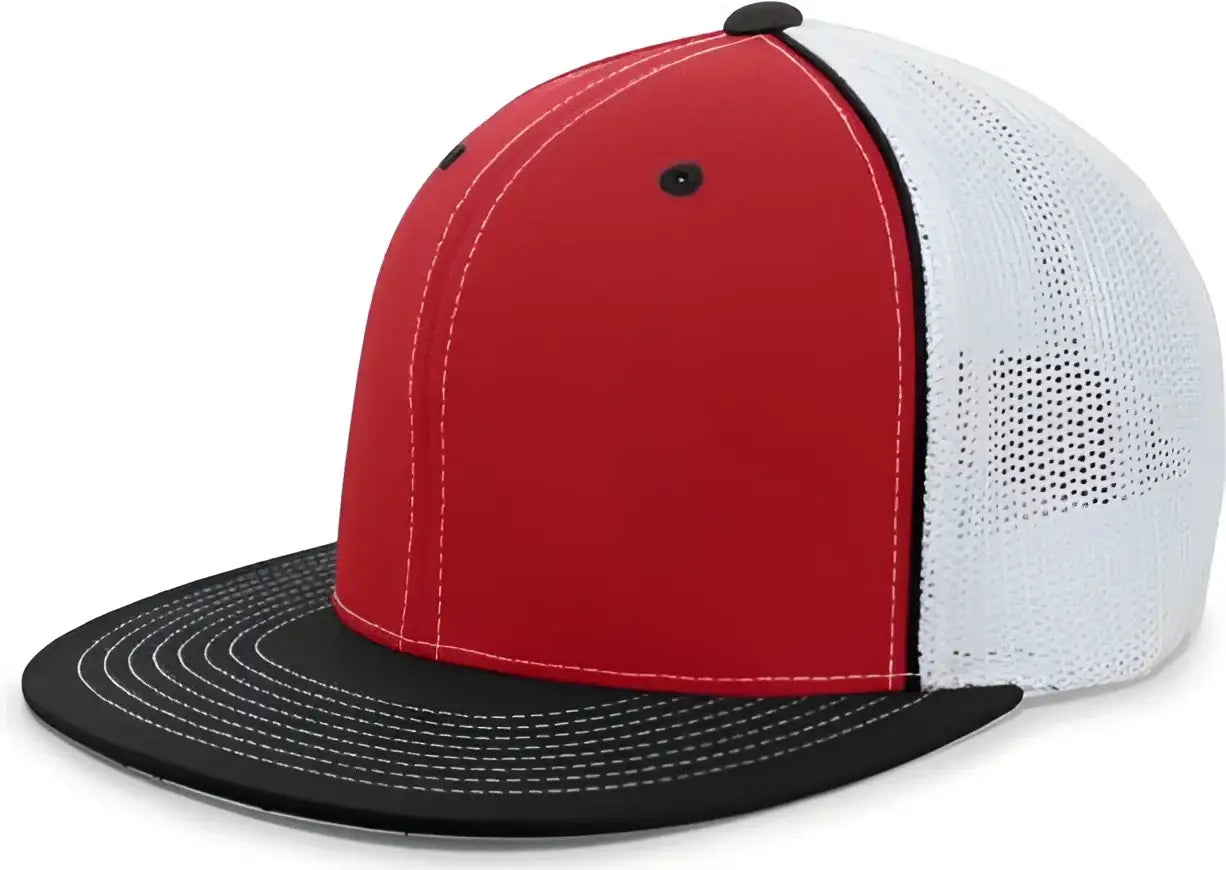 Pacific Headwear 4D5 D-Series Trucker Flexfit Cap - Red Black