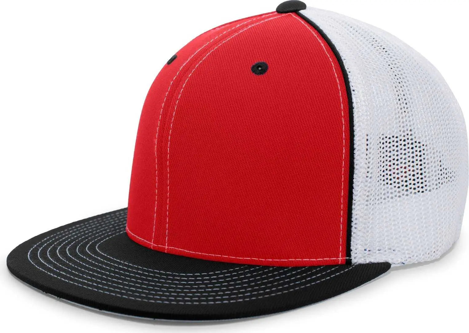 Pacific Headwear 4D5 D Series Trucker Flexfit Cap Red Black Red Black / 6 3/8’’ 6 7/8’’