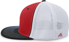 Pacific Headwear 4D5 D Series Trucker Flexfit Cap Red Black