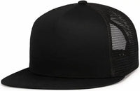 Pacific Headwear 4D7 D-Series 5-Panel Trucker Snapback Cap - Black - Black / 7’’ - 7 7/8’’