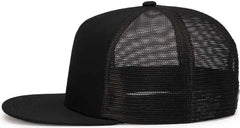 Pacific Headwear 4D7 D-Series 5-Panel Trucker Snapback Cap - Black - Black / 7’’ - 7 7/8’’