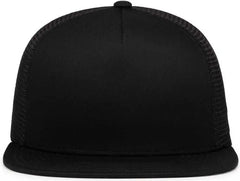 Pacific Headwear 4D7 D-Series 5-Panel Trucker Snapback Cap - Black - Black / 7’’ - 7 7/8’’