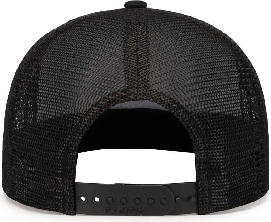 Pacific Headwear 4D7 D-Series 5-Panel Trucker Snapback Cap - Black - Black / 7’’ - 7 7/8’’