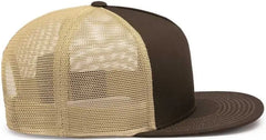 Pacific Headwear 4D7 D-Series 5-Panel Trucker Snapback Cap - Brown Khaki Brown - Brown Khaki Brown / 7’’ - 7 7/8’’