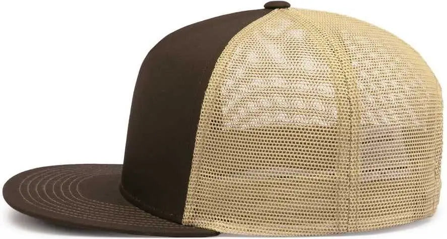 Pacific Headwear 4D7 D-Series 5-Panel Trucker Snapback Cap - Brown Khaki Brown - Brown Khaki Brown / 7’’ - 7 7/8’’