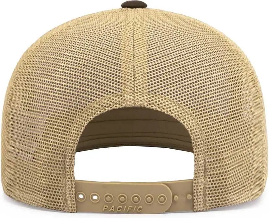 Pacific Headwear 4D7 D-Series 5-Panel Trucker Snapback Cap - Brown Khaki Brown - Brown Khaki Brown / 7’’ - 7 7/8’’