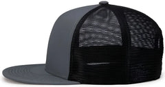 Pacific Headwear 4D7 D Series 5 Panel Trucker Snapback Cap Graphite Black Graphite Graphite Black Graphite / 7’’ 7 7/8’’