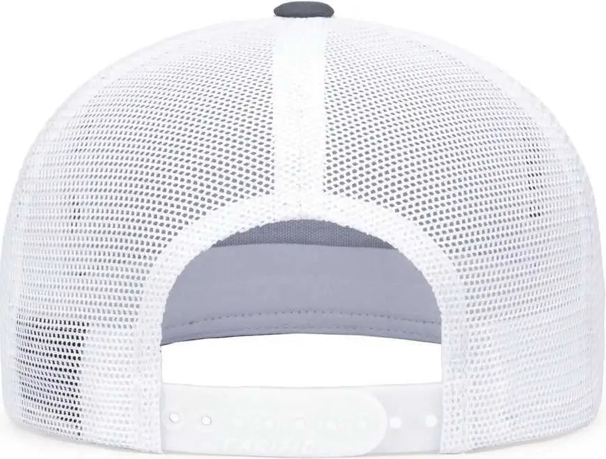 Pacific Headwear 4D7 D-Series 5-Panel Trucker Snapback Cap - Graphite White Graphite - Graphite White Graphite / 7’’