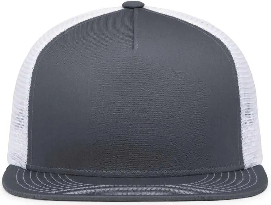 Pacific Headwear 4D7 D-Series 5-Panel Trucker Snapback Cap - Graphite White Graphite - Graphite White Graphite / 7’’