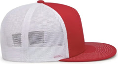 Pacific Headwear 4D7 D Series 5 Panel Trucker Snapback Cap Red White Red Red White Red / 7’’ 7 7/8’’