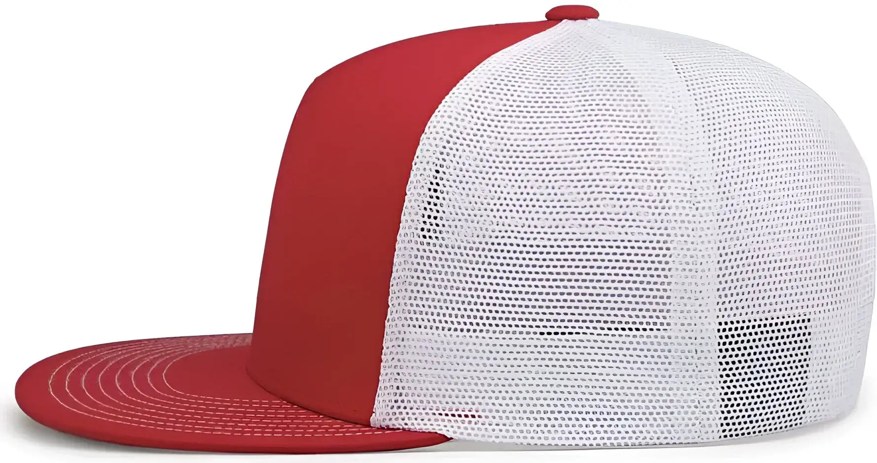 Pacific Headwear 4D7 D-Series 5-Panel Trucker Snapback Cap - Red White Red - Red White Red / 7’’ - 7 7/8’’