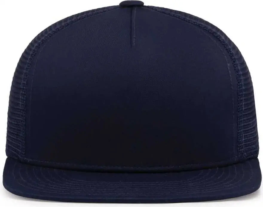 Pacific Headwear 4D7 D-Series 5-Panel Trucker Snapback Cap - True Navy - True Navy / 7’’ - 7 7/8’’