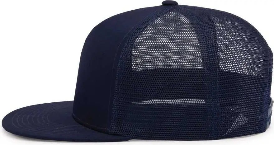 Pacific Headwear 4D7 D-Series 5-Panel Trucker Snapback Cap - True Navy - True Navy / 7’’ - 7 7/8’’