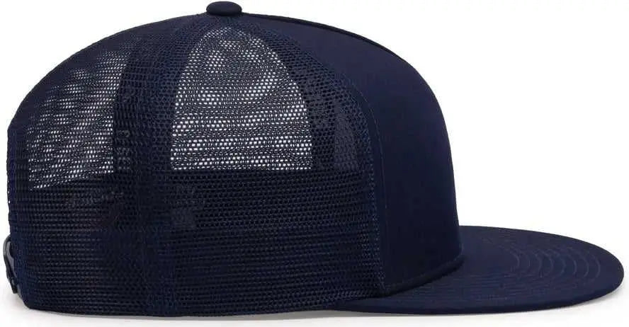 Pacific Headwear 4D7 D-Series 5-Panel Trucker Snapback Cap - True Navy - True Navy / 7’’ - 7 7/8’’