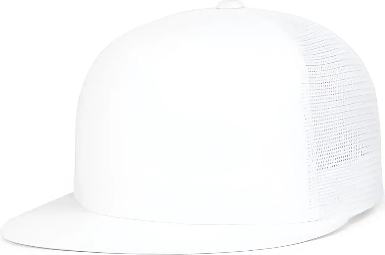 Pacific Headwear 4D7 D-Series 5-Panel Trucker Snapback Cap - White - White / 7’’ - 7 7/8’’