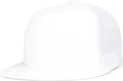 Pacific Headwear 4D7 D-Series 5-Panel Trucker Snapback Cap - White - White / 7’’ - 7 7/8’’
