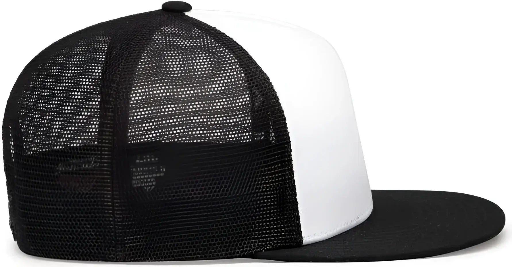 Pacific Headwear 4D7 D-Series 5-Panel Trucker Snapback Cap - White Black Black - White Black Black / 7’’ - 7 7/8’’