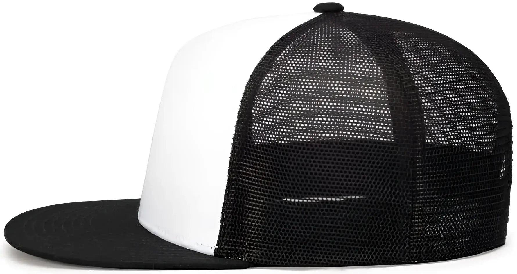 Pacific Headwear 4D7 D-Series 5-Panel Trucker Snapback Cap - White Black Black - White Black Black / 7’’ - 7 7/8’’