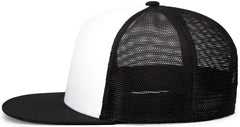 Pacific Headwear 4D7 D Series 5 Panel Trucker Snapback Cap White Black Black White Black Black / 7’’ 7 7/8’’