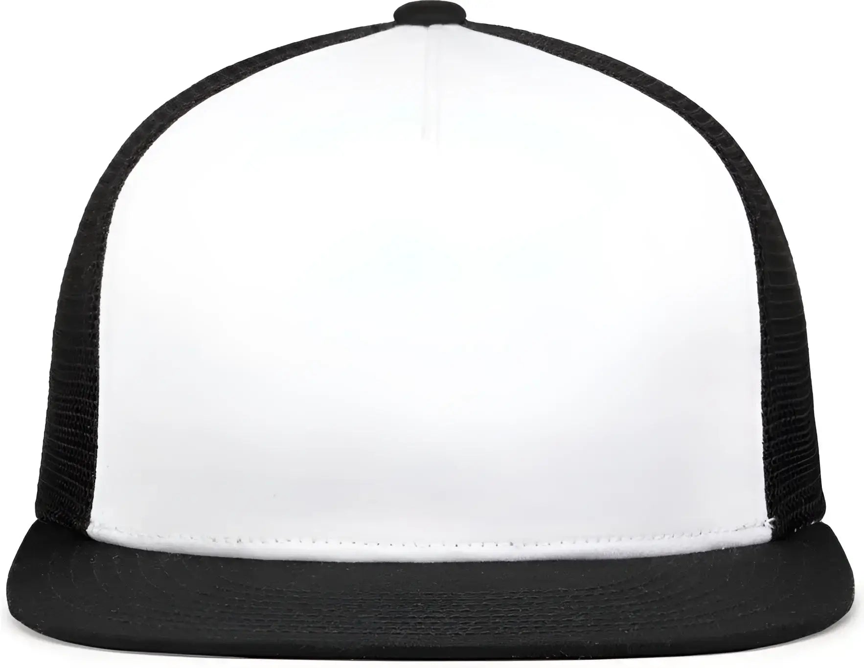 Pacific Headwear 4D7 D-Series 5-Panel Trucker Snapback Cap - White Black Black - White Black Black / 7’’ - 7 7/8’’