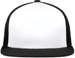 Pacific Headwear 4D7 D Series 5 Panel Trucker Snapback Cap White Black Black White Black Black / 7’’ 7 7/8’’