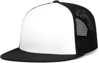 Pacific Headwear 4D7 D Series 5 Panel Trucker Snapback Cap White Black Black White Black Black / 7’’ 7 7/8’’