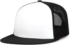 Pacific Headwear 4D7 D Series 5 Panel Trucker Snapback Cap White Black Black White Black Black / 7’’ 7 7/8’’