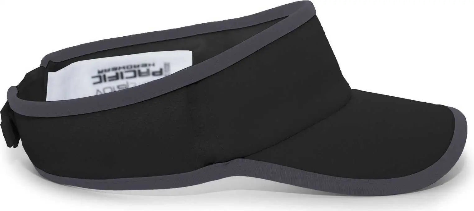 Pacific Headwear 510V Performance Hook-and-Loop Visor - Black Graphite - Black Dark Gray / 7’’ - 7 7/8’’