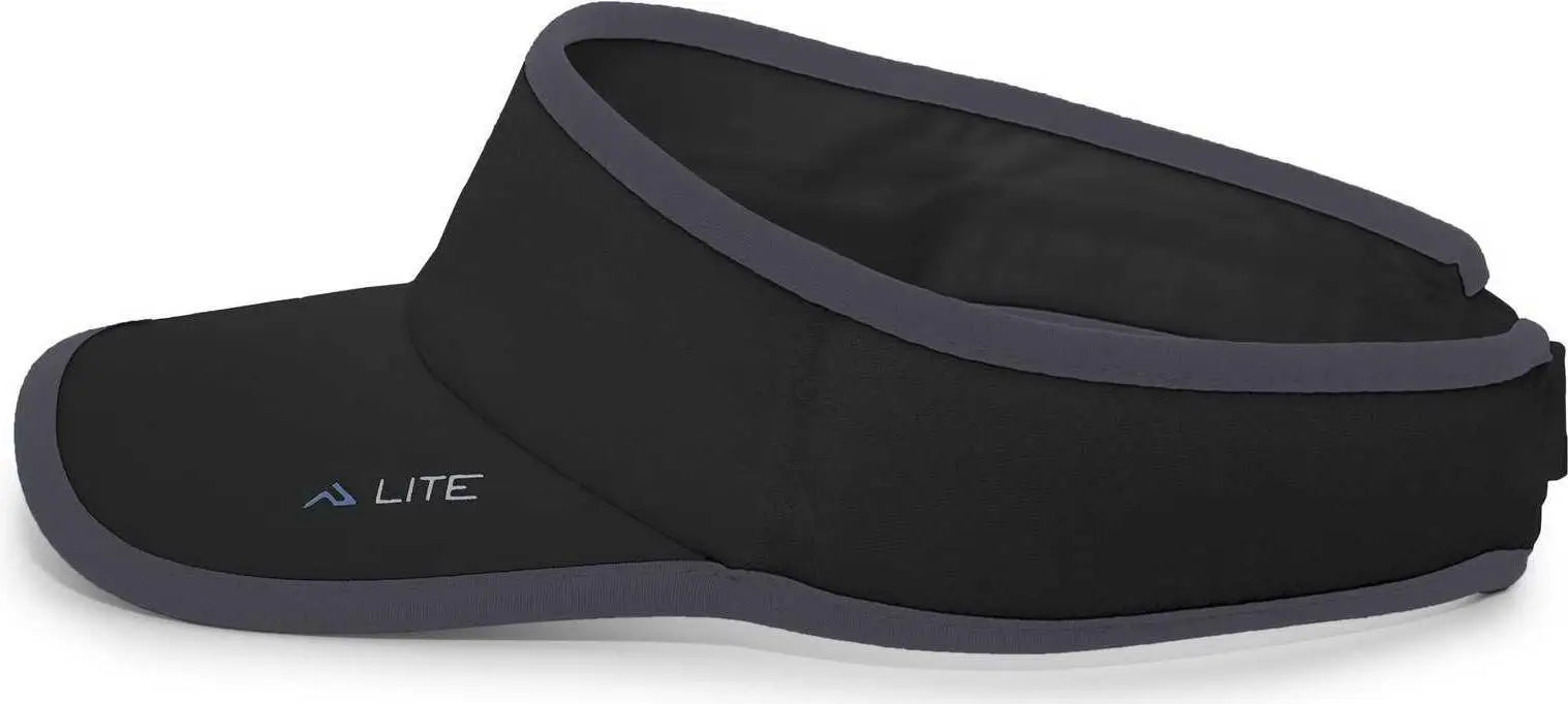 Pacific Headwear 510V Performance Hook-and-Loop Visor - Black Graphite - Black Dark Gray / 7’’ - 7 7/8’’