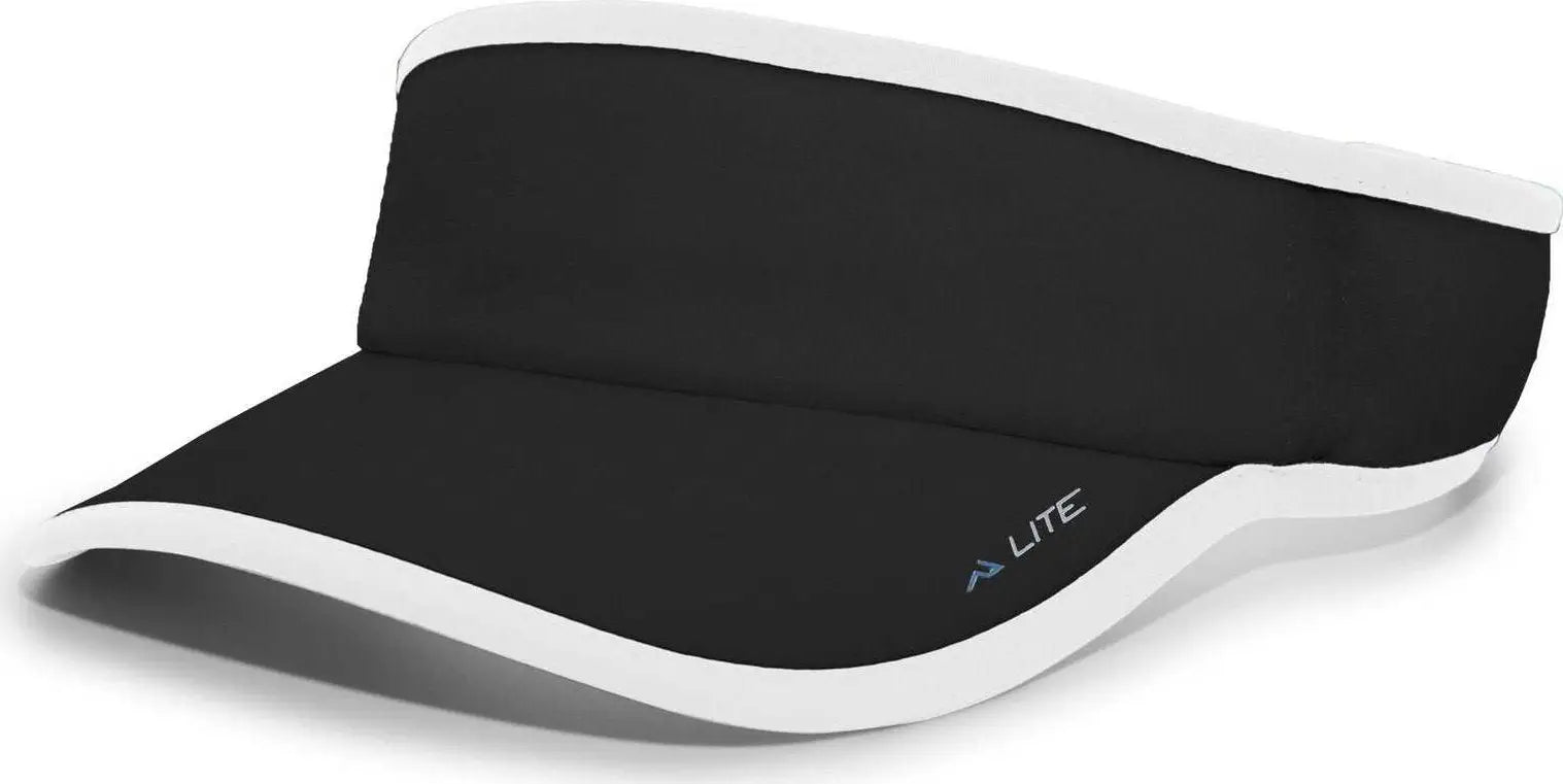 Pacific Headwear 510V Performance Hook-and-Loop Visor - Black White - Black White / 7’’ - 7 7/8’’