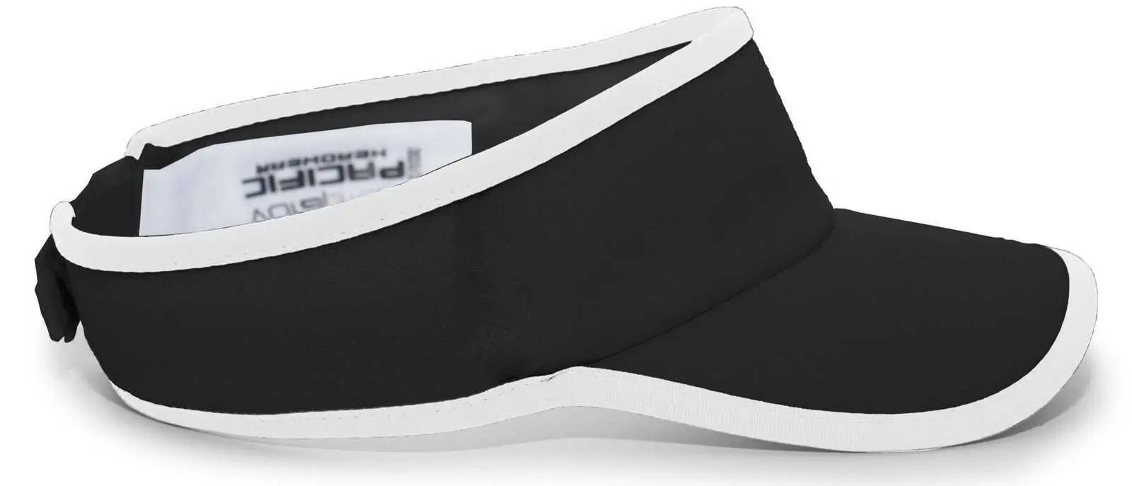 Pacific Headwear 510V Performance Hook-and-Loop Visor - Black White - Black White / 7’’ - 7 7/8’’