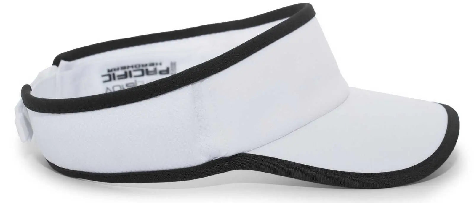 Pacific Headwear 510V Performance Hook-and-Loop Visor - White Black - White Black / 7’’ - 7 7/8’’