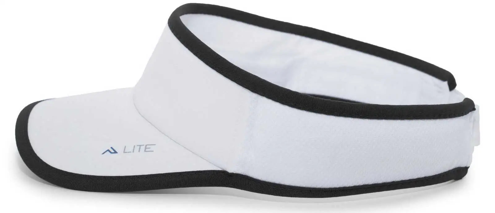 Pacific Headwear 510V Performance Hook-and-Loop Visor - White Black - White Black / 7’’ - 7 7/8’’